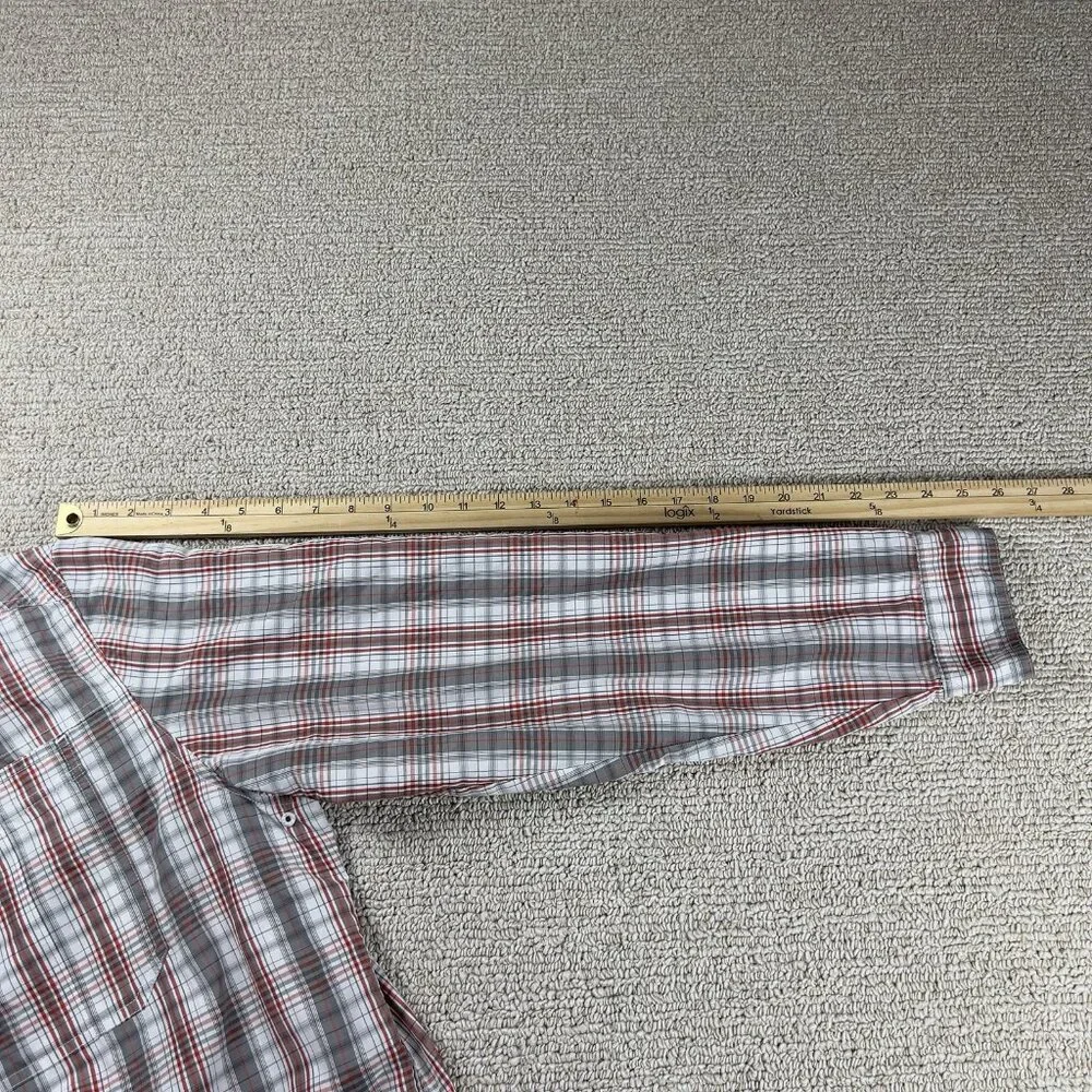 L.L. Bean Stiped Button Down Fisherman Shirt White Gray Red Men’s Size XL - Picture 6 of 7